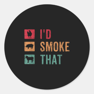 Id Smoke, diese lustige Barbeque Grillgegrillte Gr Runder Aufkleber