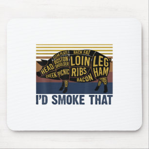 Id Smoke jenes Funny Barbecue Pig _1 Mousepad