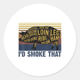 Id Smoke jenes Funny Barbecue Pig _1 Runder Aufkleber