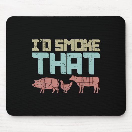 Id Smoke Pork Chicken Beef Funny Grillen Barbecue Mousepad (Vorne)