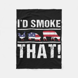 Id Smoke That Grillen American Flag - Drill Funny Fleecedecke