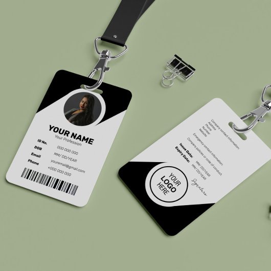 ID-Strichcode Mitarbeiter Foto Schwarz Moderne Min Ausweis