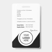 ID-Strichcode Mitarbeiter Foto Schwarz Moderne Min Ausweis (Rückseite)