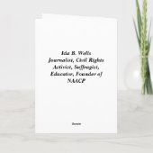 Ida B. Wells Suffrage and Zivil Rights Leader Karte (Rückseite)
