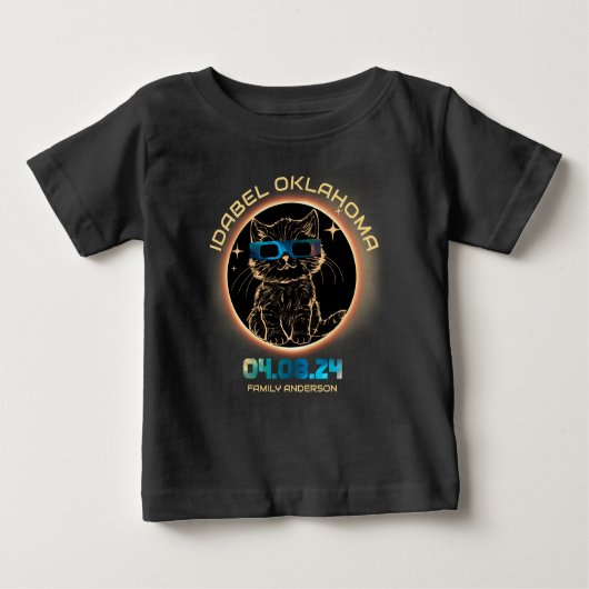 Idabel Oklahoma Total Solar Eclipse 2024 Cat Lover Baby T-shirt (Vorderseite)