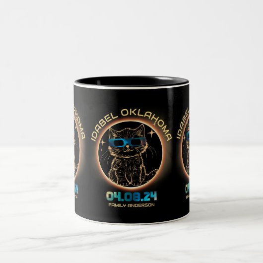Idabel Oklahoma Total Solar Eclipse 2024 Cat Lover Zweifarbige Tasse (Mittel)