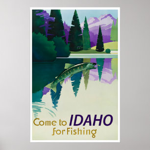Idaho-Angelplakat Reise Kunst Pazifischer Nordwest Poster
