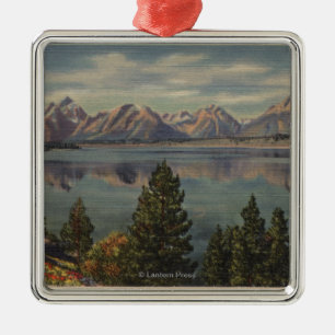Idaho - Ansicht der Teton Strecke u. des Jackson Silbernes Ornament
