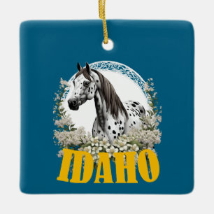 Idaho Appaloosa mit Blumenrand T-Shirt Keramikornament