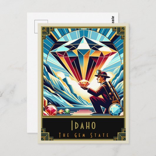 Idaho | Art Deco Postkarte (Vorne/Hinten)