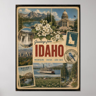 Idaho Authentischer Vintage-Stil Poster