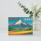 Idaho Berglandschaft Vintag Printmedien Feiertagspostkarte (Stehend Vorderseite)