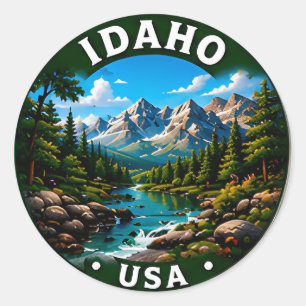 Idaho Bergwildnis Outdoor-Reise Runder Aufkleber