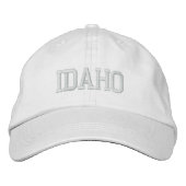 Idaho bestickte, einfache, anpassbare Cap White Bestickte Kappe (Vorderseite)