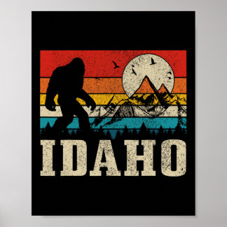 Idaho Bigfoot Vintage Berge Wandern Camping Jagd Poster