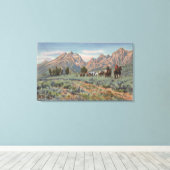 Idaho - Blick auf Männer auf dem Pferd auf dem Tet Leinwanddruck (Insitu (Holzboden))