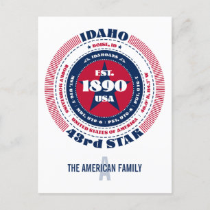 Idaho, Boise, ID, Patriotic, Monogramm Postkarte