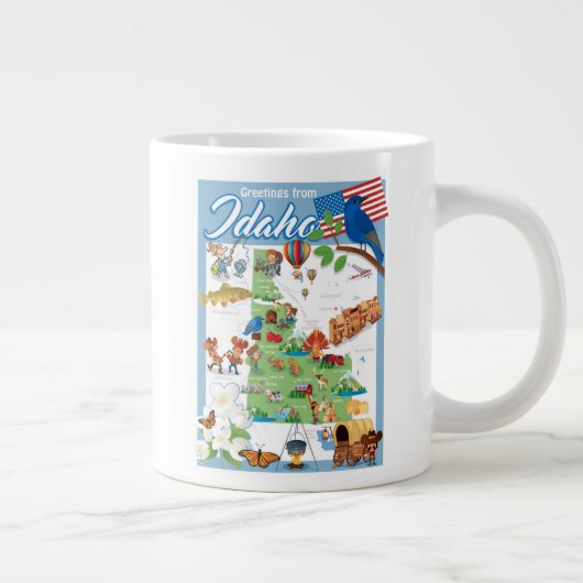 Idaho Cartoon Karte Jumbo-Tasse (Rechts)
