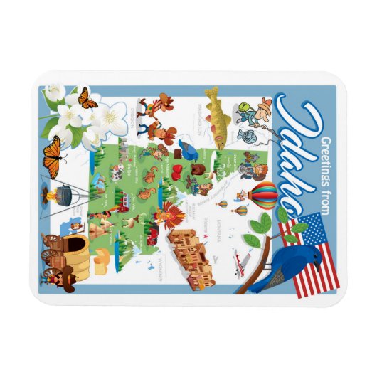 Idaho Cartoon Map Magnet (Horizontal)