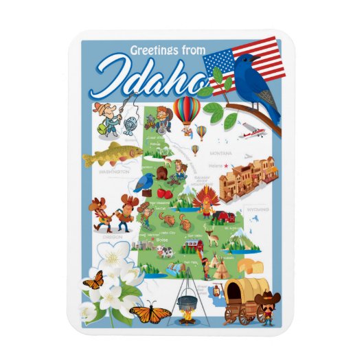 Idaho Cartoon Map Magnet (Vertikal)