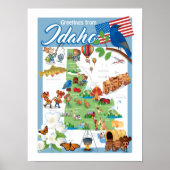 Idaho Cartoon Map Poster (Vorne)