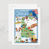 Idaho Cartoon Map Postkarte (Vorne/Hinten)