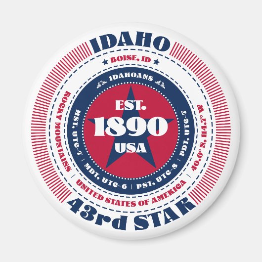 Idaho Circle Typografy Souvenir Magnet (Vorne)
