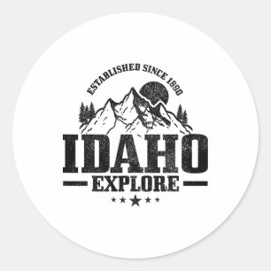 Idaho Est. 1890 Vintage Berge Outdoor USA Souvenir Runder Aufkleber