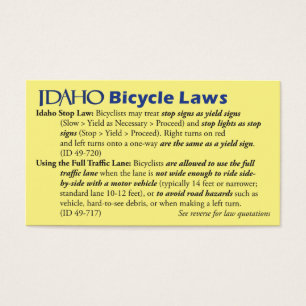 Idaho-Fahrrad-GesetzesVisitenkarte