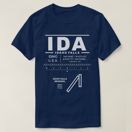 Idaho Falls Regional Airport IDA T-Shirt (Design vorne)