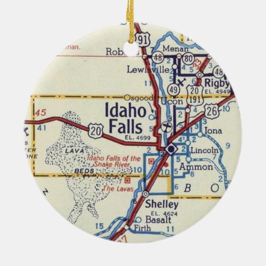 Idaho Falls Vintag Map Keramik Ornament (Hinten)