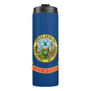Idaho-Flagge: der Edelstein-Staat, Amerika Mountai Thermosbecher