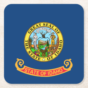 Idaho-Flagge: der Edelsteinstaat, Amerika Mountain Rechteckiger Pappuntersetzer