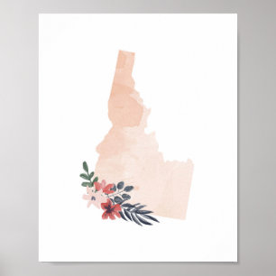 Idaho Floral Watercolor Staat Poster