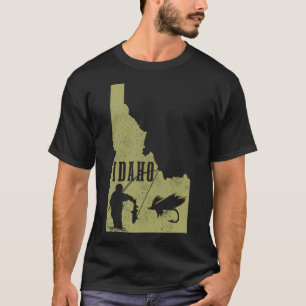 Idaho Fly Fishing Vintage-Staatskarte Forelle Lach T-Shirt