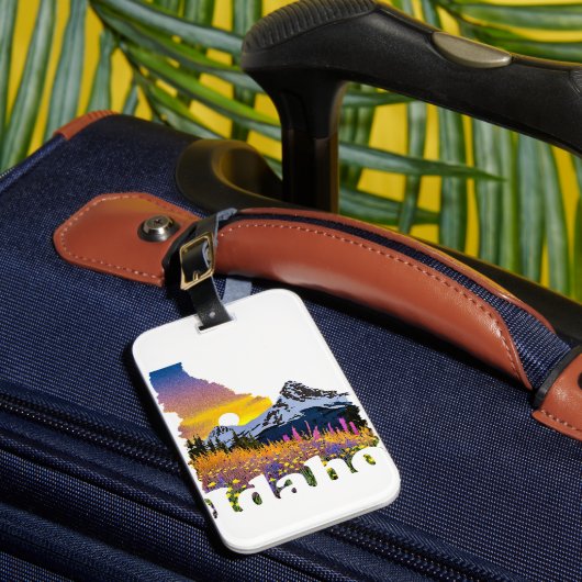 Idaho-Form mit Berg und Wildblumen Gepäckanhänger (Vorderseite Insitu 1)