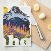 Idaho-Form mit Berg und Wildblumen Geschirrtuch (Viertel Falte)