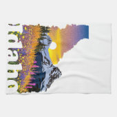 Idaho-Form mit Berg und Wildblumen Geschirrtuch (Horizontal)