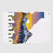 Idaho-Form mit Berg und Wildblumen Golfhandtuch (Horizontal)