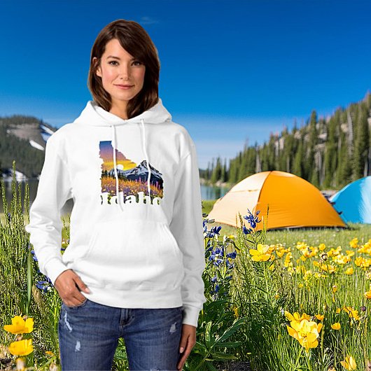 Idaho-Form mit Berg und Wildblumen Hoodie