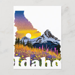 Idaho-Form mit Berg und Wildblumen Postkarte