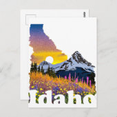 Idaho-Form mit Berg und Wildblumen Postkarte (Vorne/Hinten)