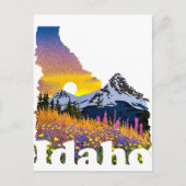 Idaho-Form mit Berg und Wildblumen Postkarte (Vorderseite)