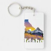 Idaho-Form mit Berg und Wildblumen Schlüsselanhänger (Vorderseite)
