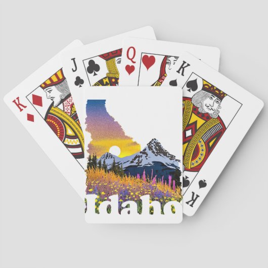 Idaho-Form mit Berg und Wildblumen Spielkarten (Rückseite)