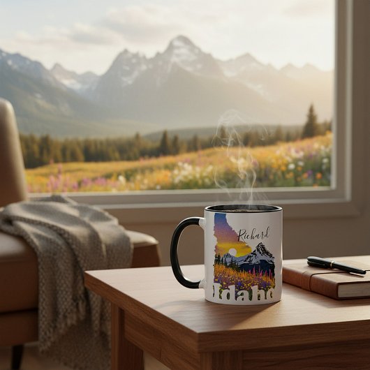 Idaho-Form mit Berg und Wildblumen Tasse