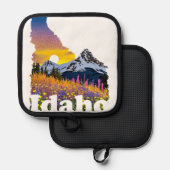 Idaho-Form mit Berg und Wildblumen Topflappen (Vorderseite/Rückseite)