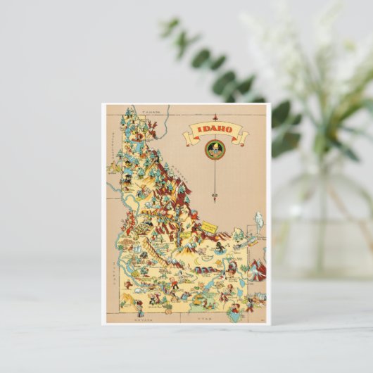 Idaho Funny Vintag Map Postkarte (Stehend Vorderseite)