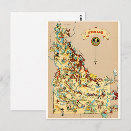 Idaho Funny Vintag Map Postkarte (Vorne/Hinten)