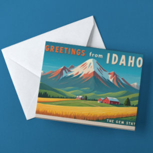 Idaho-Gebirgslandschaft Vintage-Druck Feiertagspostkarte